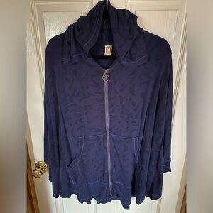 XCVI Cardigan Poncho Navy Subtle Animal Print -1 Size